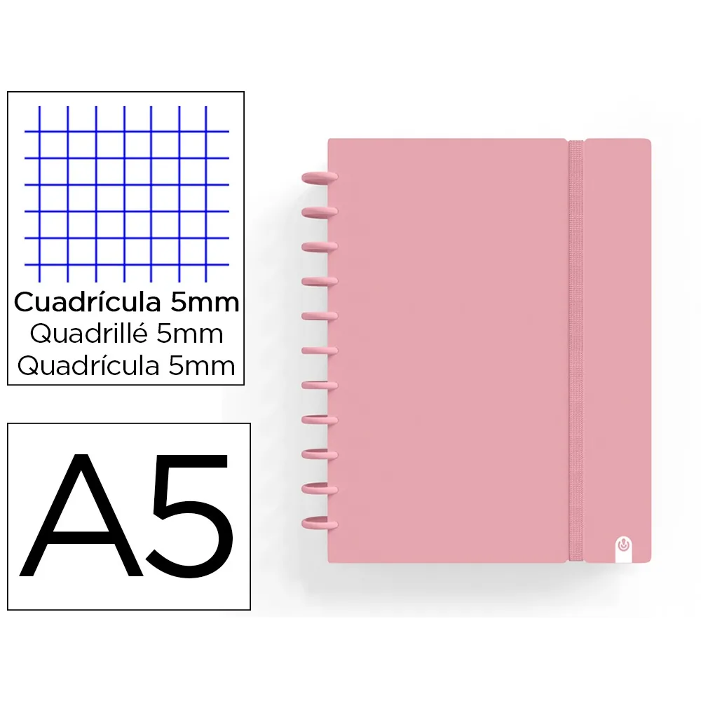 Cuaderno Carchivo Ingeniox Foam A5 80H Cuadricula Rosa Pastel