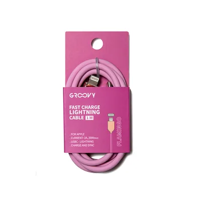 GROOVY Cable Groovy Usb 2.0 Tipo C a Tipo C Longitud 1 M Silicona Color Rosa Flamenco