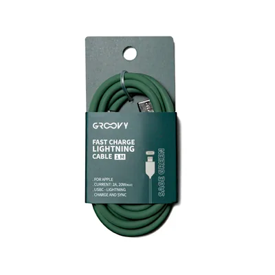 GROOVY Cable Groovy Usb 2.0 a Usb C Apple Lightning Longitud 1 M Silicona Color Verde Salvia