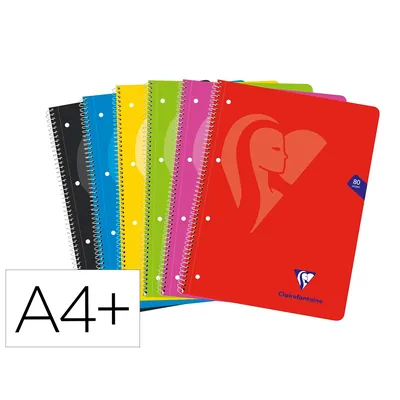 CLAIREFONTAINE Cuaderno Espiral Clairefontaine Tapa Blanda DIN A4+ Micro 80H 4 Tal 90 GR Cuadro 5 MM Colores Surtidos