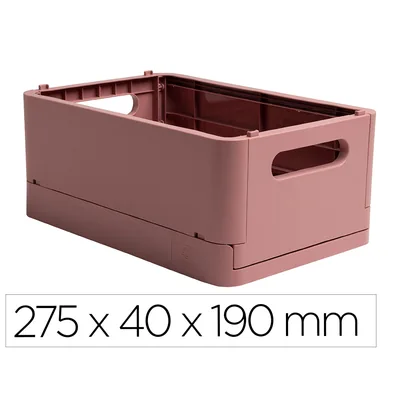 EXACOMPTA Caja Multiusos Exacompta Smart Case DIN A5+ Plastico Reciclado Plegable Color Rosa Viejo 275X40X190 MM