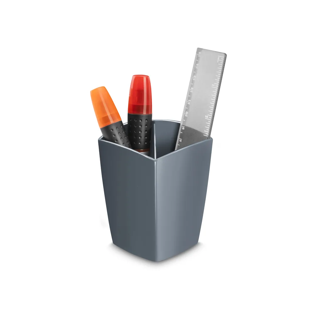 Cubilete Portalapices Cep Mineral Plastico Color Gris 75X75X95 MM