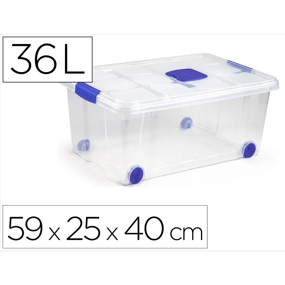 Contenedor Plastico Plasticforte N 3 Transparente con Tapa Capacidad 36 L