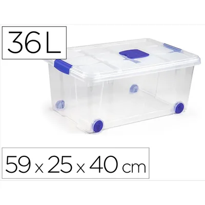 PLASTICFORTE Contenedor Plastico Plasticforte N 3 Transparente con Tapa Capacidad 36 L