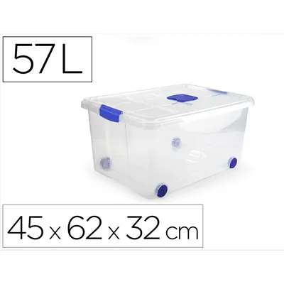 PLASTICFORTE Contenedor Plastico Plasticforte N 5 Transparente con Tapa Capacidad 57 L
