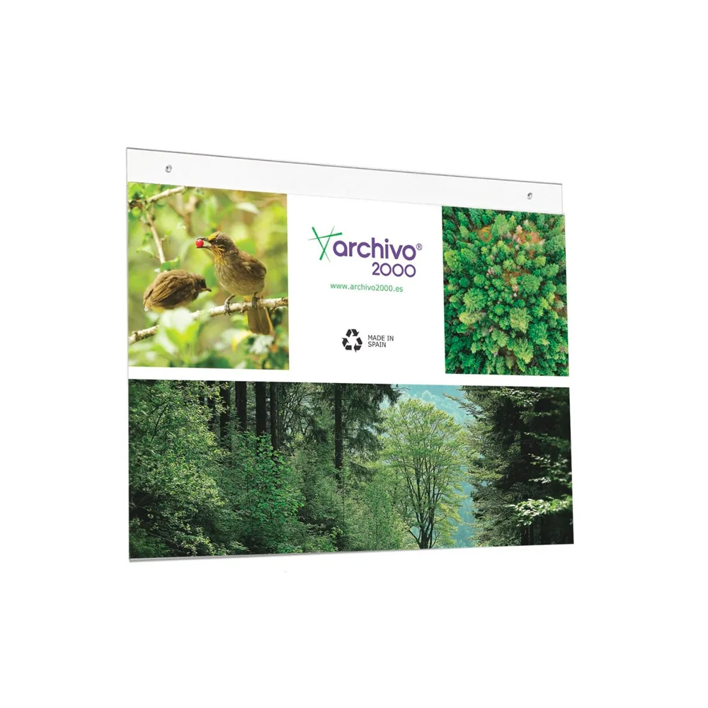 Expositor Mural Archivo 2000 DIN A3 Horizontal con Taladros Espesor 2 MM Cristal Transparente 420X325 MM