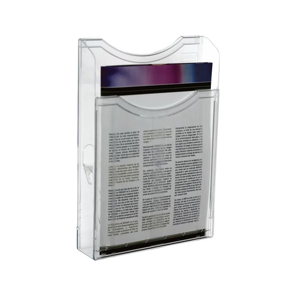 Expositor Mural Archivo 2000 DIN A4 Vertical 1 Compartimento Cristal Transparente 300X235X35 MM