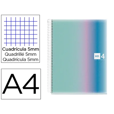 MIQUELRIUS Cuaderno Espiral Miquelrius DIN A4 120 Hojas 70 GR Cuadro 5 MM Tapa Polipropileno Aurora Santorini