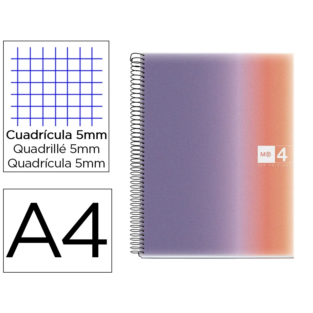 Cuaderno Espiral Miquelrius DIN A4 120 Hojas 70 GR Cuadro 5 MM Tapa Polipropileno Aurora Provence