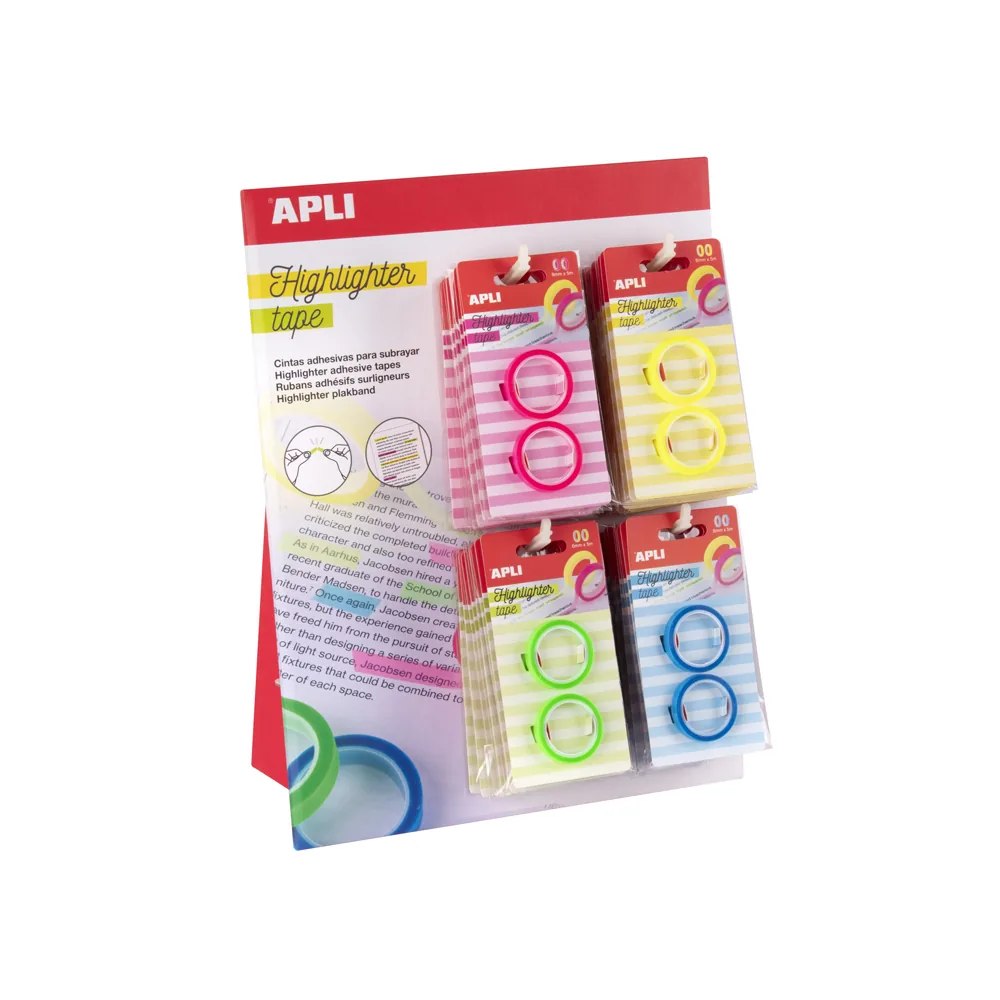 Cinta Adhesiva Apli Neon para Resaltar Textos Pack de 2 Unidades Colores Surtidos