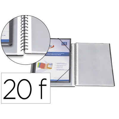 PARDO Carpeta Pardo Escaparate con Espiral 20 Fundas Folio Personalizable Color Negra