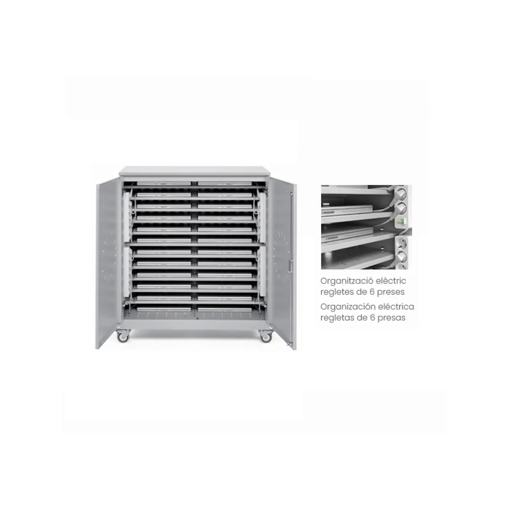 Armario Metalico Iorder con Ruedas para Almacenamiento y Carga 32 PORTATIL/48NOTEBOOK Color Gris 1430X450X950 MM