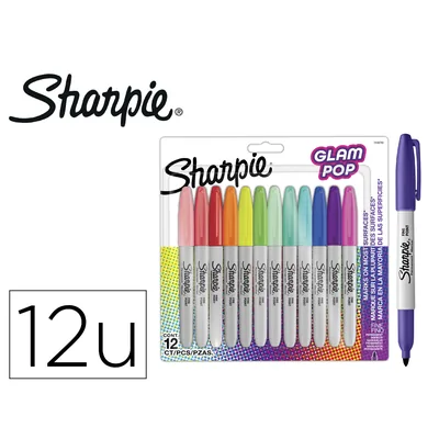 SHARPIE Rotulador Sharpie Permanente Fino Glam Pop Blister de 12 Unidades Colores Surtidos
