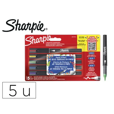 SHARPIE Rotulador Sharpie Acrylic Punta Pincel Blister de 5 Unidades Colores Surtidos
