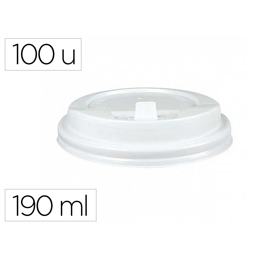 Tapa para Vaso Bunzl 190 ML Poliestireno con Orificio Paquete de 100 Unidades