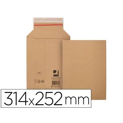Q-CONNECT Sobre para Envios Q-Connect Carton 100% Reciclado y Reciclable Cierre AUTOADHESIVO314X252X72 MM Color Kraft