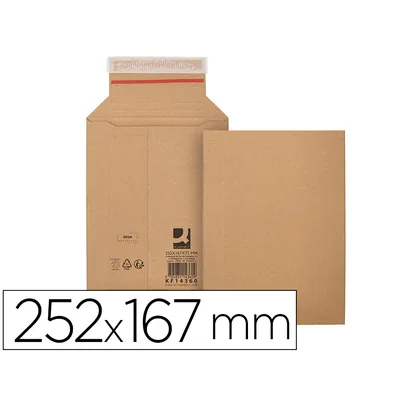 Q-CONNECT Sobre para Envios Q-Connect Carton 100% Reciclado y Reciclable Cierre AUTOADHESIVO252X167X72 MM Color Kraft