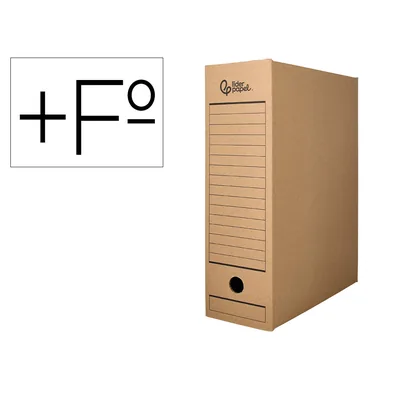 LIDERPAPEL Caja Archivo Definitivo Liderpapel Folio Prolongado Carton Reciclado 325G/M2 Lomo 116 MM Kraft 388X116X275 MM