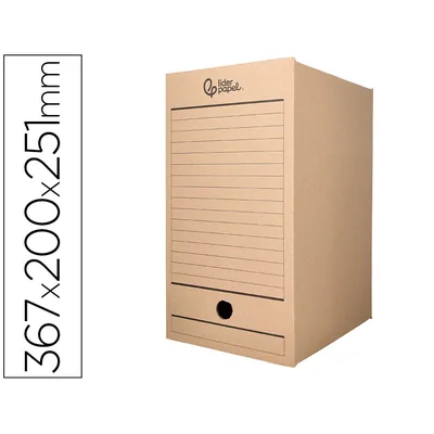LIDERPAPEL Caja Archivo Definitivo Liderpapel Folio Doble Ancho Carton Reciclado 400G/M2 Lomo 200 MM Kraft 367X200X251 MM