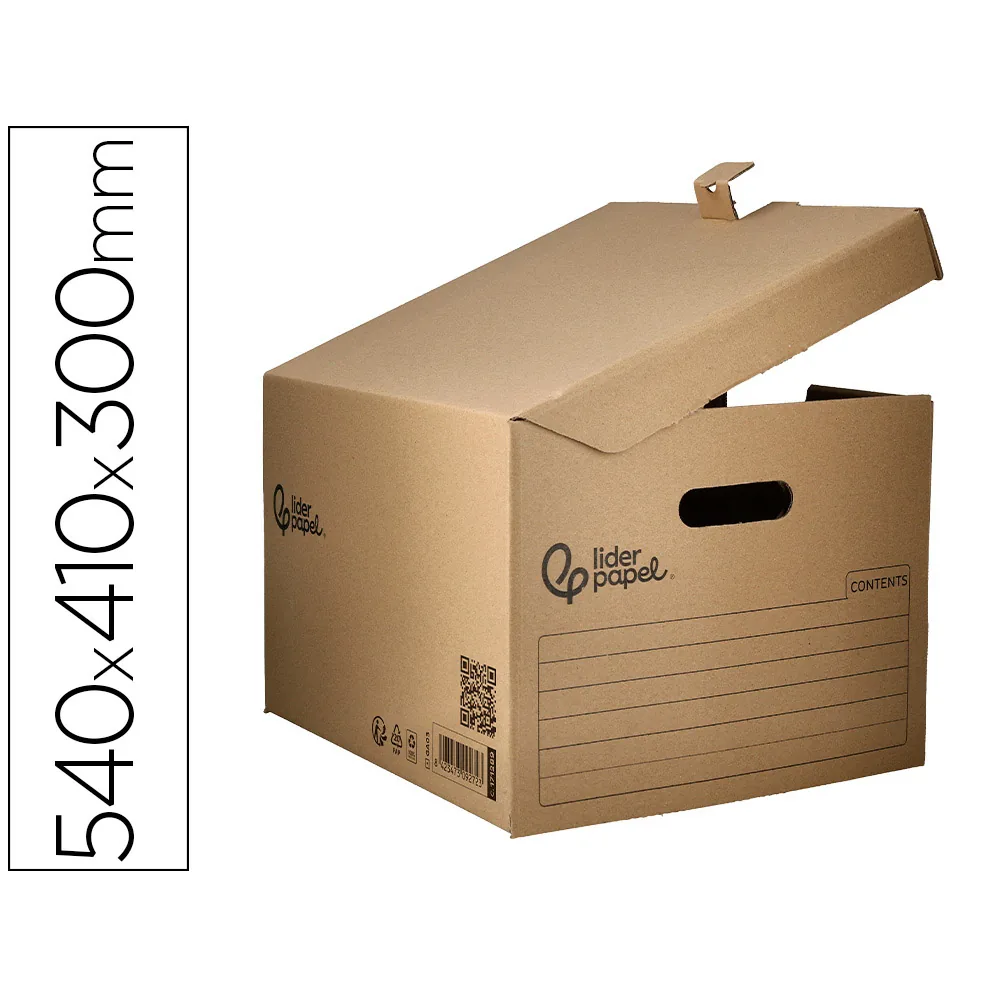 Cajon Contenedor Liderpapel Carton Manual para 5 Cajas Archivo Definitivo Folio / 6 Archivadores A-z 540X410X300MM