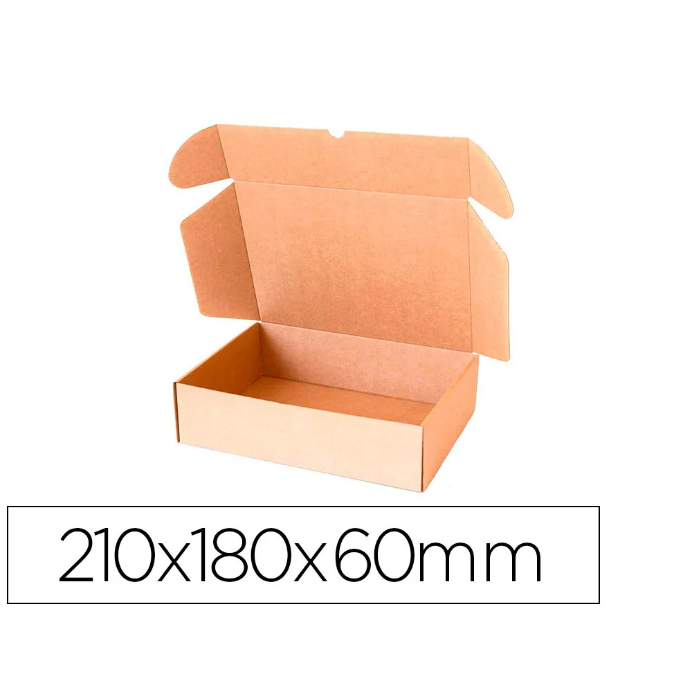 Caja Automontable Q-Connect para E-commerce y Regalo Carton Reciclado Canal Simple 3 MM Kraft 210X180X60 MM