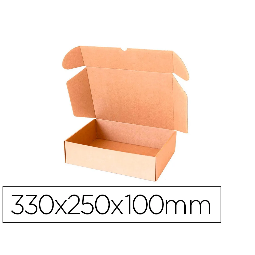 Caja Automontable Q-Connect para E-commerce y Regalo Carton Reciclado Canal Simple 3 MM Kraft 330X250X100 MM