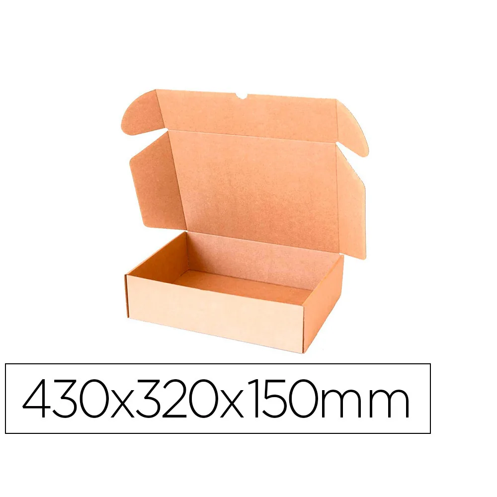 Caja Automontable Q-Connect para E-commerce y Regalo Carton Reciclado Canal Simple 3 MM Kraft 430X320X150 MM