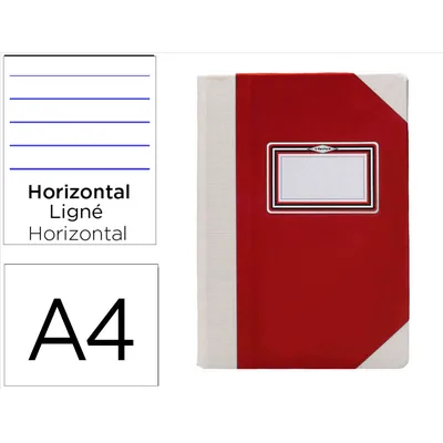 FERNANDES Libro Cartone Cosido Fernandes Flecha DIN A4+ Rayado Horizontal 50 Hojas 100 GR Rojo