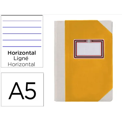 FERNANDES Libro Cartone Cosido Fernandes Flecha DIN A5+ Rayado Horizontal 50 Hojas 100 GR Amarillo
