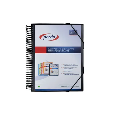 PARDO Carpeta Pardo Escaparate con Espiral 80 Fundas Folio Personalizable Color Negro