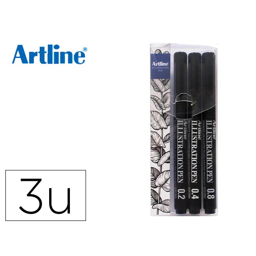 Rotulador Artline Calibrado Micrometrico Negro Illustration Pen Billetera EK-280W3ILN Resistente al
