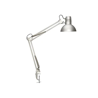 MAUL Lampara de Escritorio Maul Metal 57W Doble Brazo Cabezal Orientable Pinza Plateada