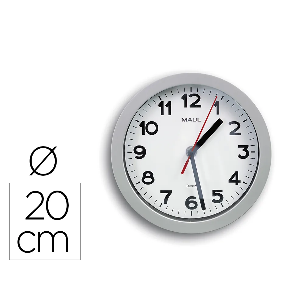 Reloj Maul Step de Pared Redondo 20 CM Diametro Electrico Color Plata