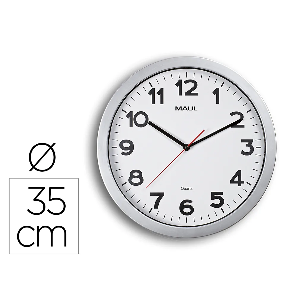 Reloj Maul Step de Pared Redondo 35 CM Diametro Electrico Color Plata