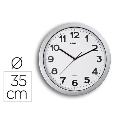MAUL Reloj Maul Step de Pared Redondo 35 CM Diametro Electrico Color Plata