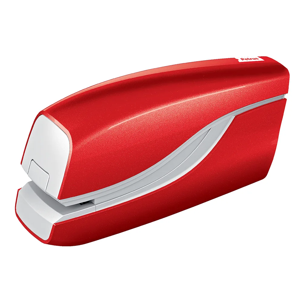 Grapadora Petrus Electrica E-310 Contactless Rojo Metalizado Capacidad 12 Hojas Usa Grapas Nº 10