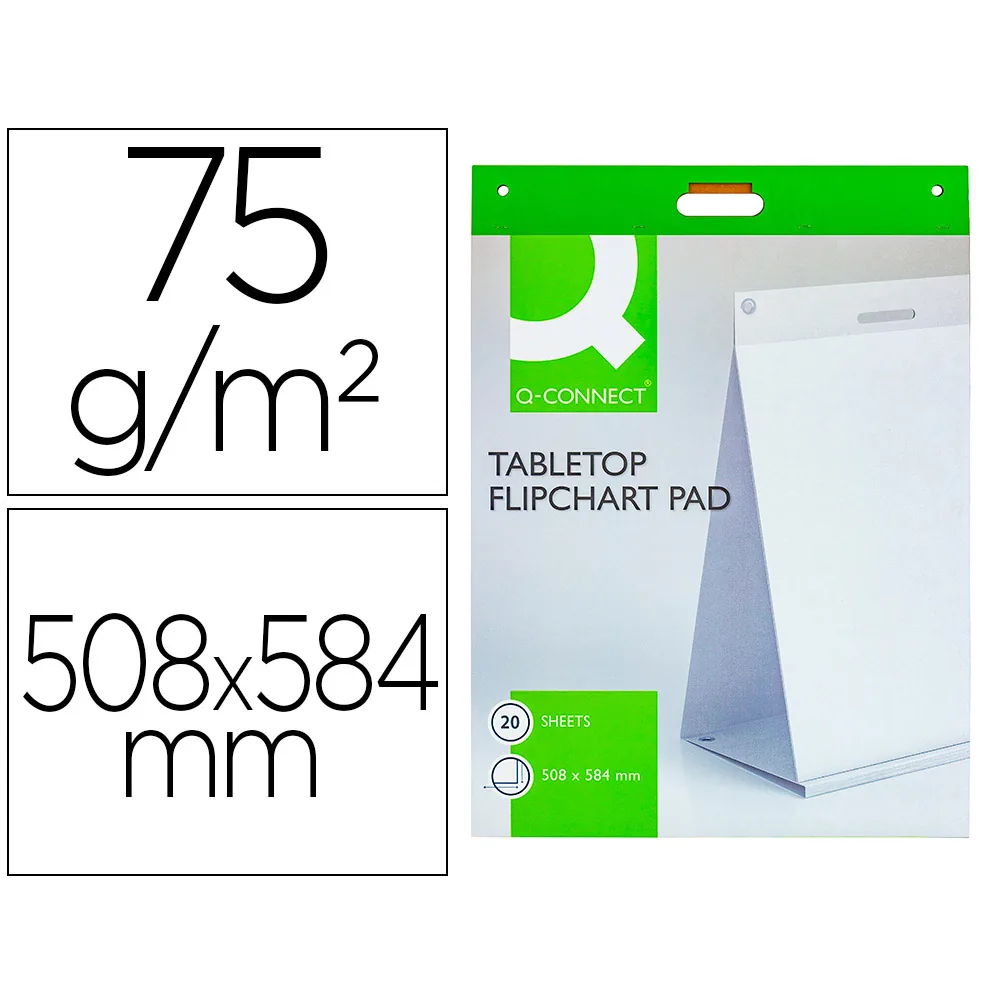 Bloc Congreso Q-Connect Liso Autoadhesivo Sobremesa 508X584 MM 20 Hojas Papel Blanco de 75 G Fsc