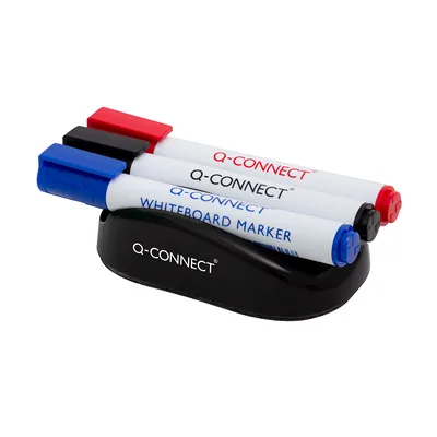 Q-CONNECT Borrador Q-Connect Magnetico para Pizarra Blanca con 3 Rotuladores Azul Negro y Rojo