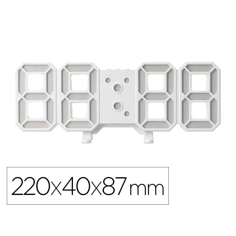 Reloj Q-Connect de Pared Digital con Temperatura 3 Alarmas Control de Sonido 220X40X87 MM