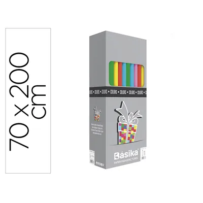 BASIKA Papel de Regalo Basika 10 Colores Rollo Ancho 70 CM Longitud 2 M Colores Surtidos Gramaje 60 G