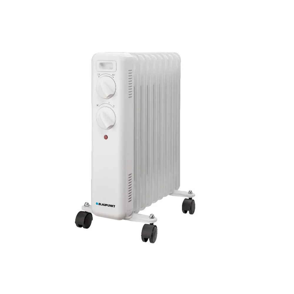 Radiador de Aceite Blaupunkt 2000W 9 Elementos Calorificos Proteccion Sobrecalentamiento con Ruedas Color Blanco