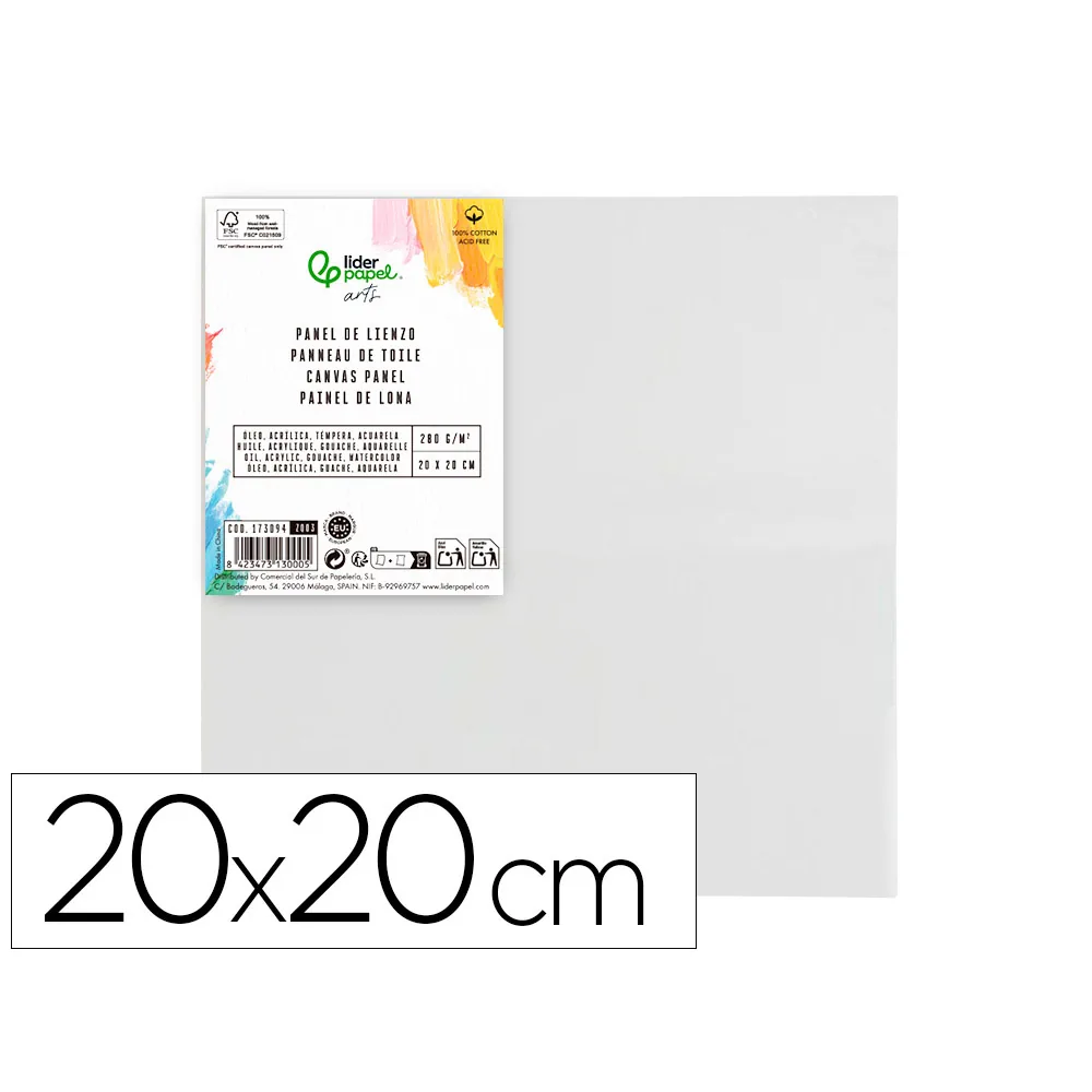 Panel de Lienzo Liderpapel 20X20 CM Gramaje 280G/M2 Certificado Fsc