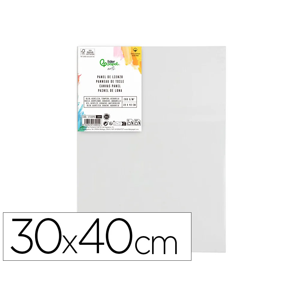Panel de Lienzo Liderpapel 30X40 CM Gramaje 280G/M2 Certificado Fsc