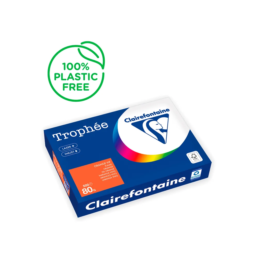 Papel Color Trophee DIN A4 80 GR Naranja Intenso Paquete de 500 Hojas