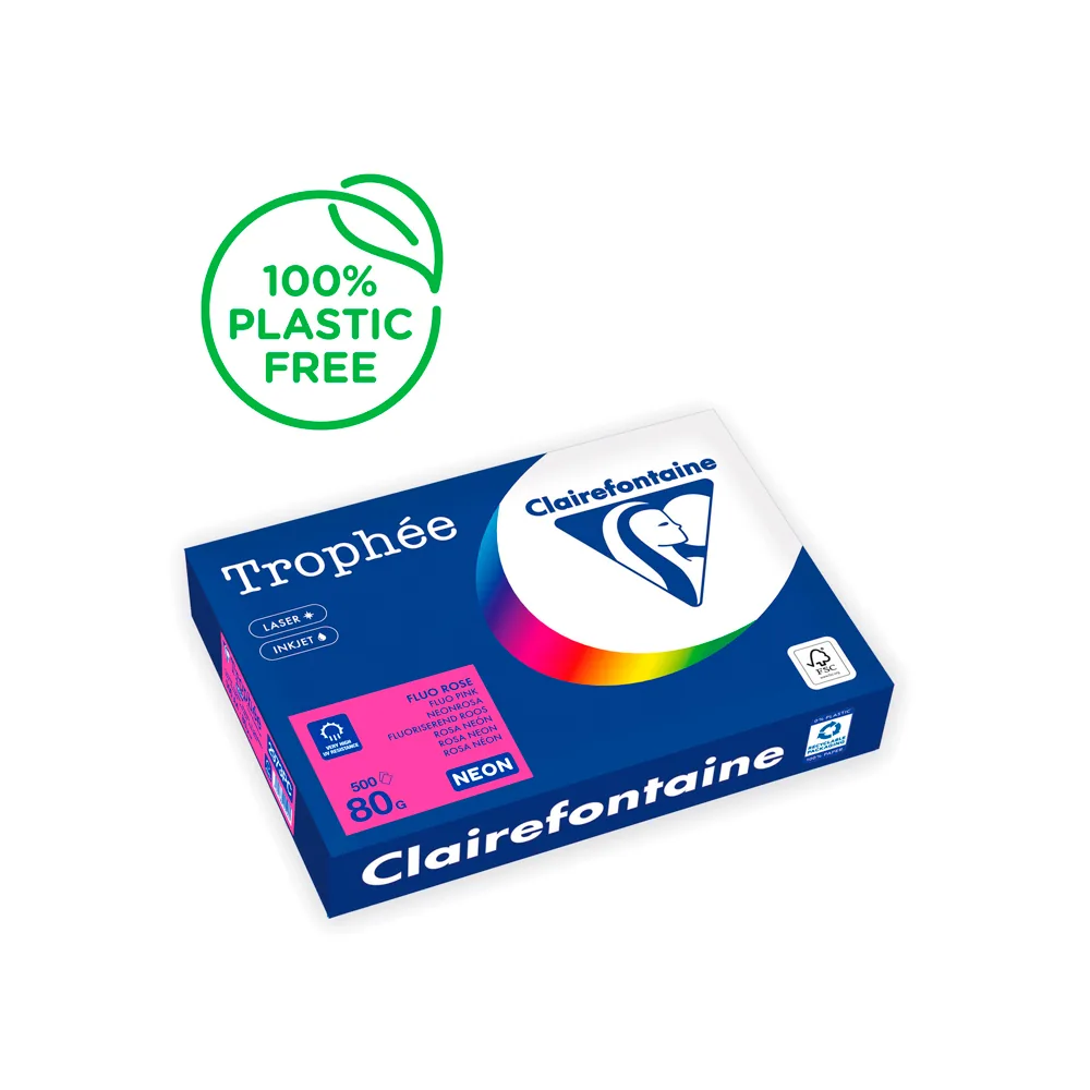 Papel Color Trophee DIN A4 80 GR Rosa Neon Paquete de 500HOJAS