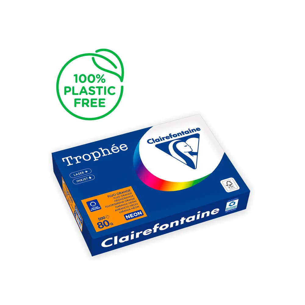 Papel Color Trophee DIN A4 80 GR Naranja Neon Paquete de 500 Hojas
