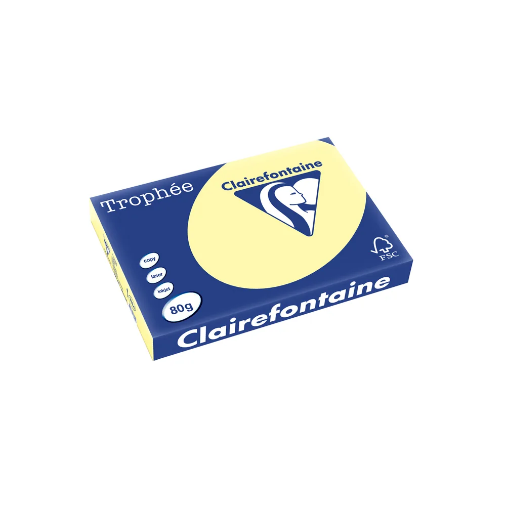 Papel Color Trophee DIN A3 80 GR Canario Pastel Paquete de 500 Hojas