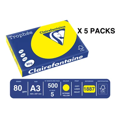 TROPHEE Papel Color Trophee DIN A3 80 GR Sol Intenso Paquete de 500 Hojas