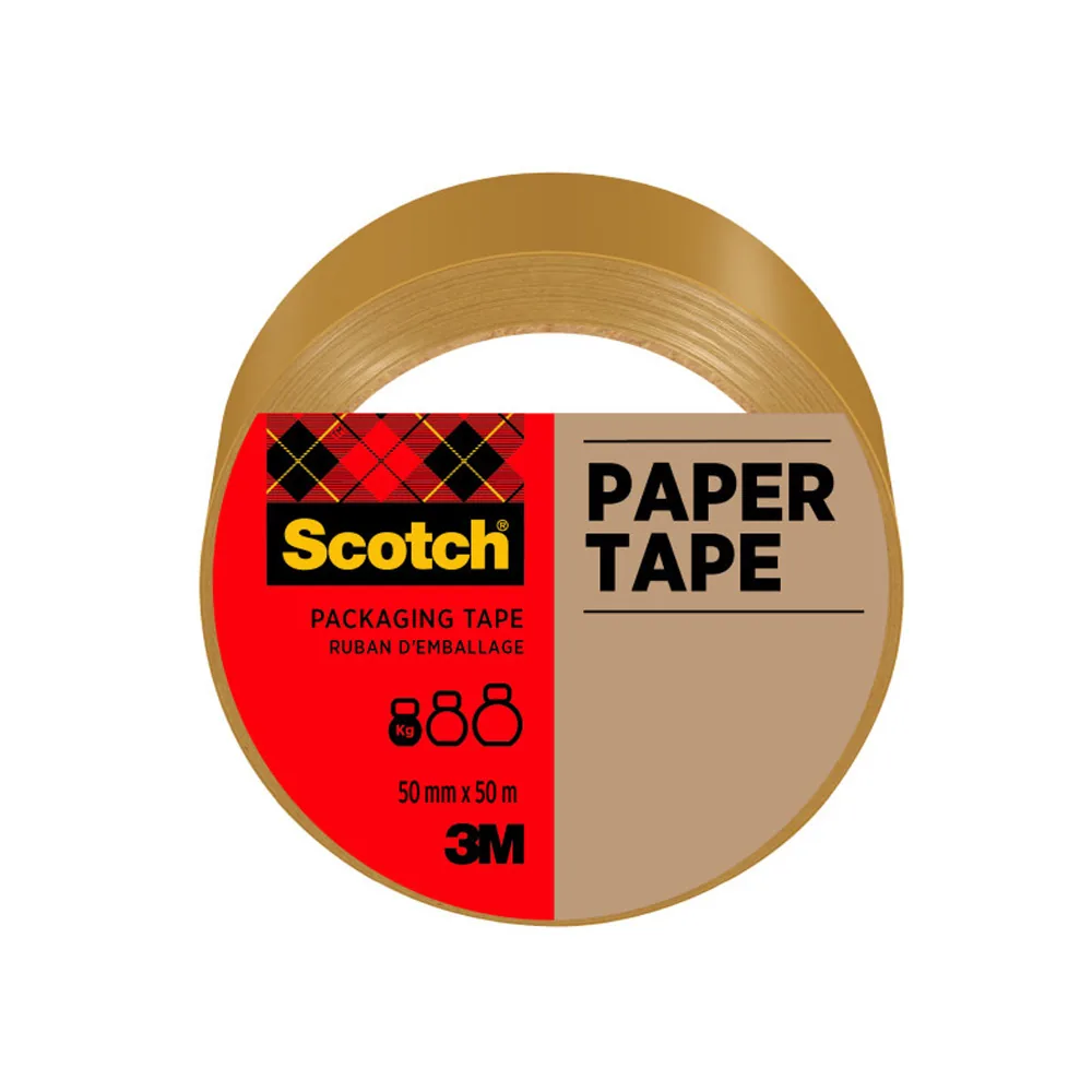 Cinta Adhesiva Scotch Papel Color Marron para Envios Postales 50 M X 50 MM