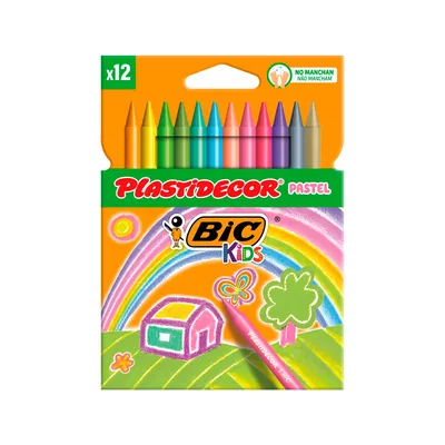 PLASTIDECOR Lapices Cera Plastidecor Pastel Caja de 12 Unidades Colores Surtidos